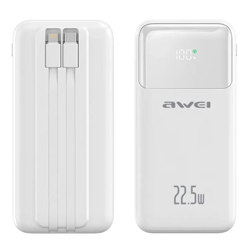 Power Bank Awei P107K 22.5W+PD20W 20000 mAh, White 1