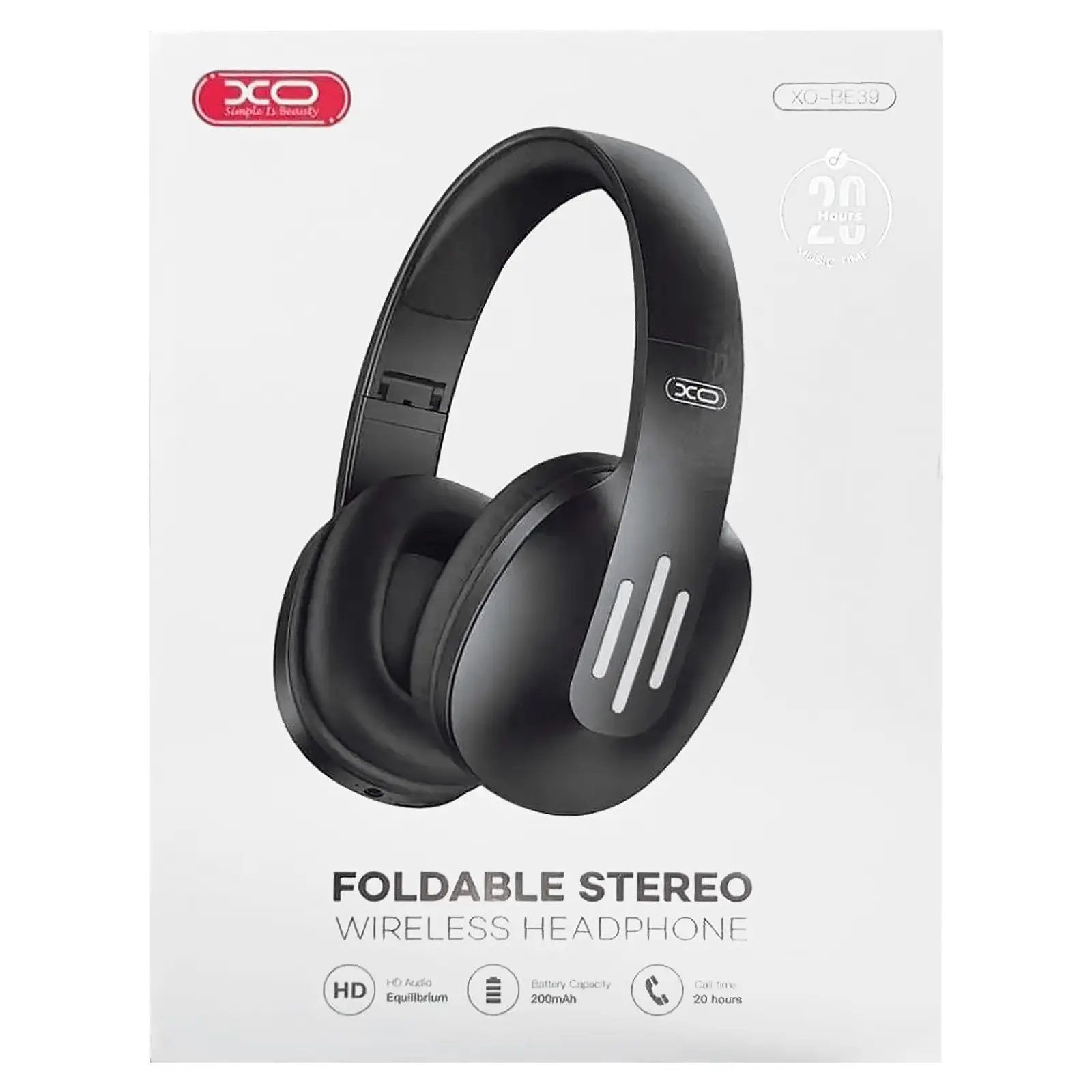 Nauszne bezprzewodowy słuchawki XO BE39, Black 3