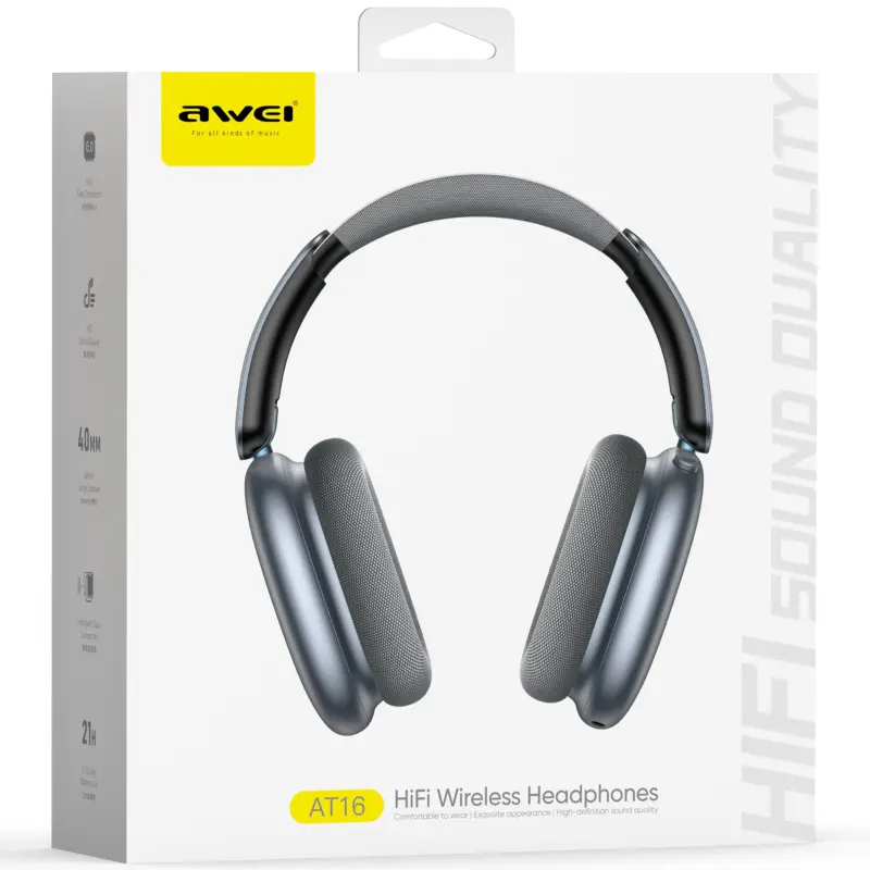 Nauszne bezprzewodowy słuchawki Awei AT16, Black 2