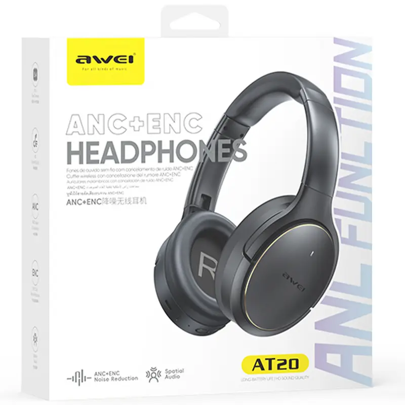 Nauszne słuchawki bluetooth Awei AT20 ANC, Black 3