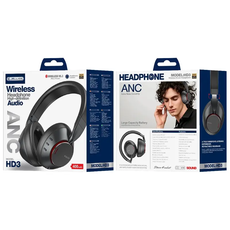 Overhead wireless headphones Jellico HD3, Black 3