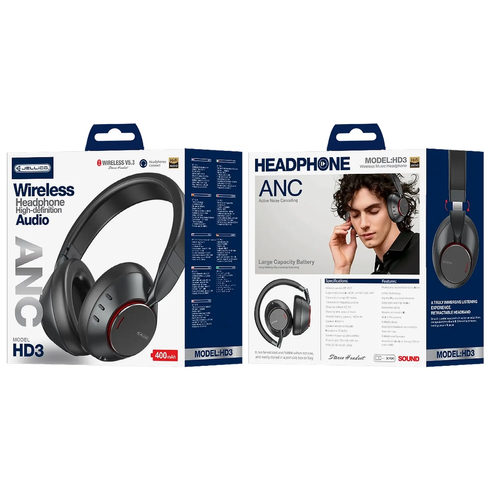 Overhead wireless headphones Jellico HD3, Black 3