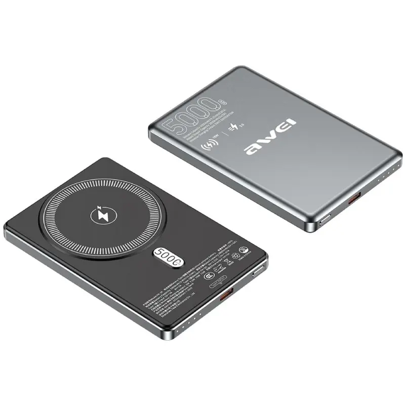 Power Bank Awei PA-30 with Wireless charger 5000 mAh, Grey