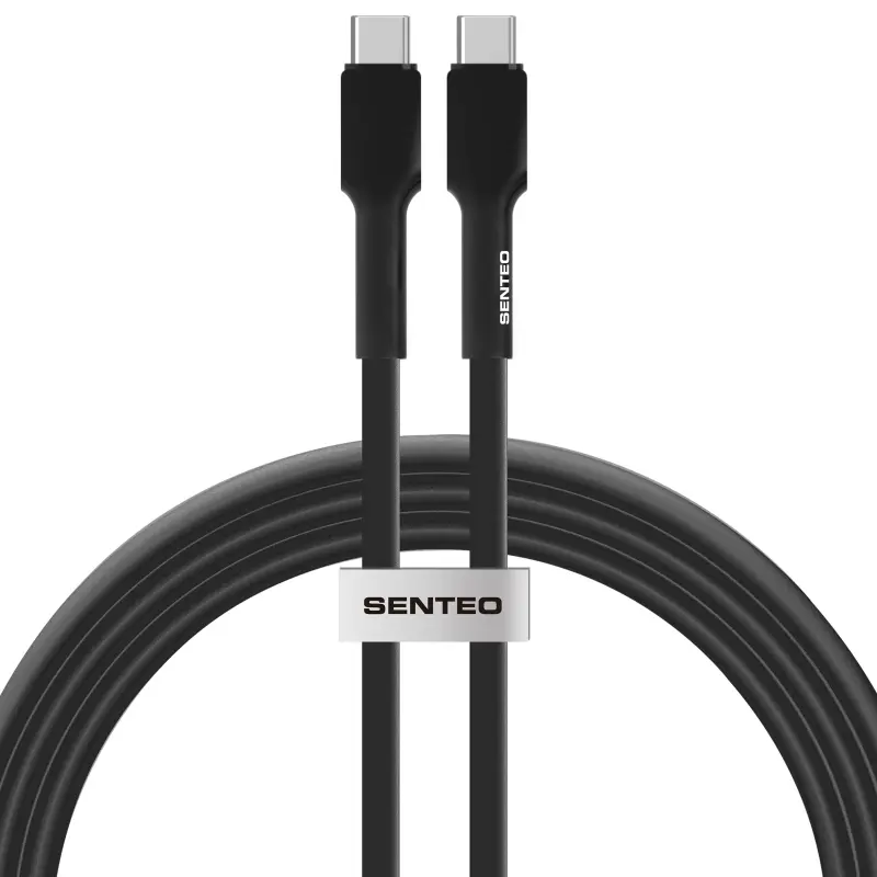 Data kabel Senteo SL-03 soft silicone USB-C to USB-C 60W (1m), Black