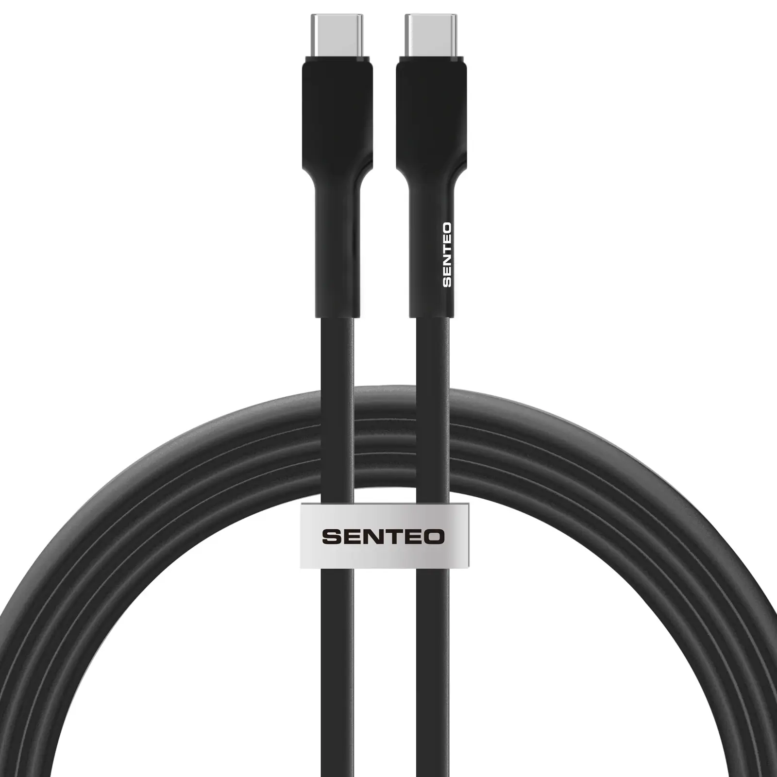 Data kabel Senteo SL-03 soft silicone USB-C to USB-C 60W (1m), Black