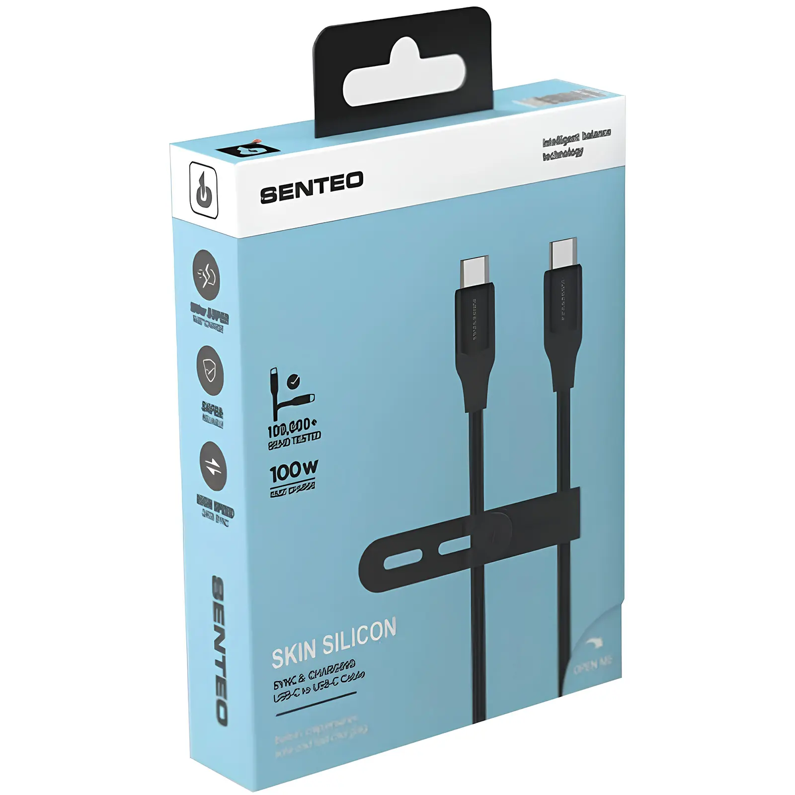 Data kabel Senteo SL-07 skin silicone USB-C to USB-C 100W (1.2m), Black 2