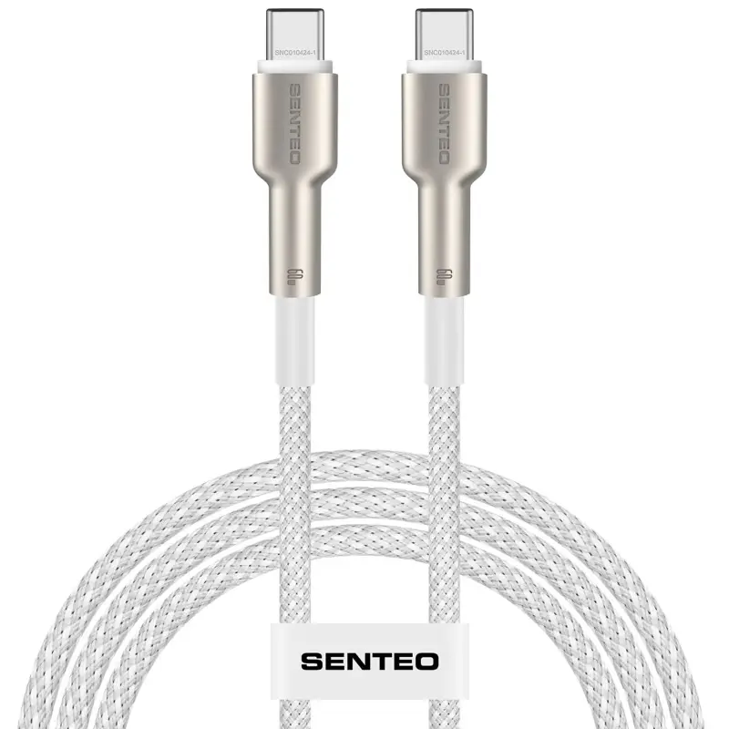 Data kabel Senteo SM-03 Iron Series braided USB-C to USB-C 60W (1m), White