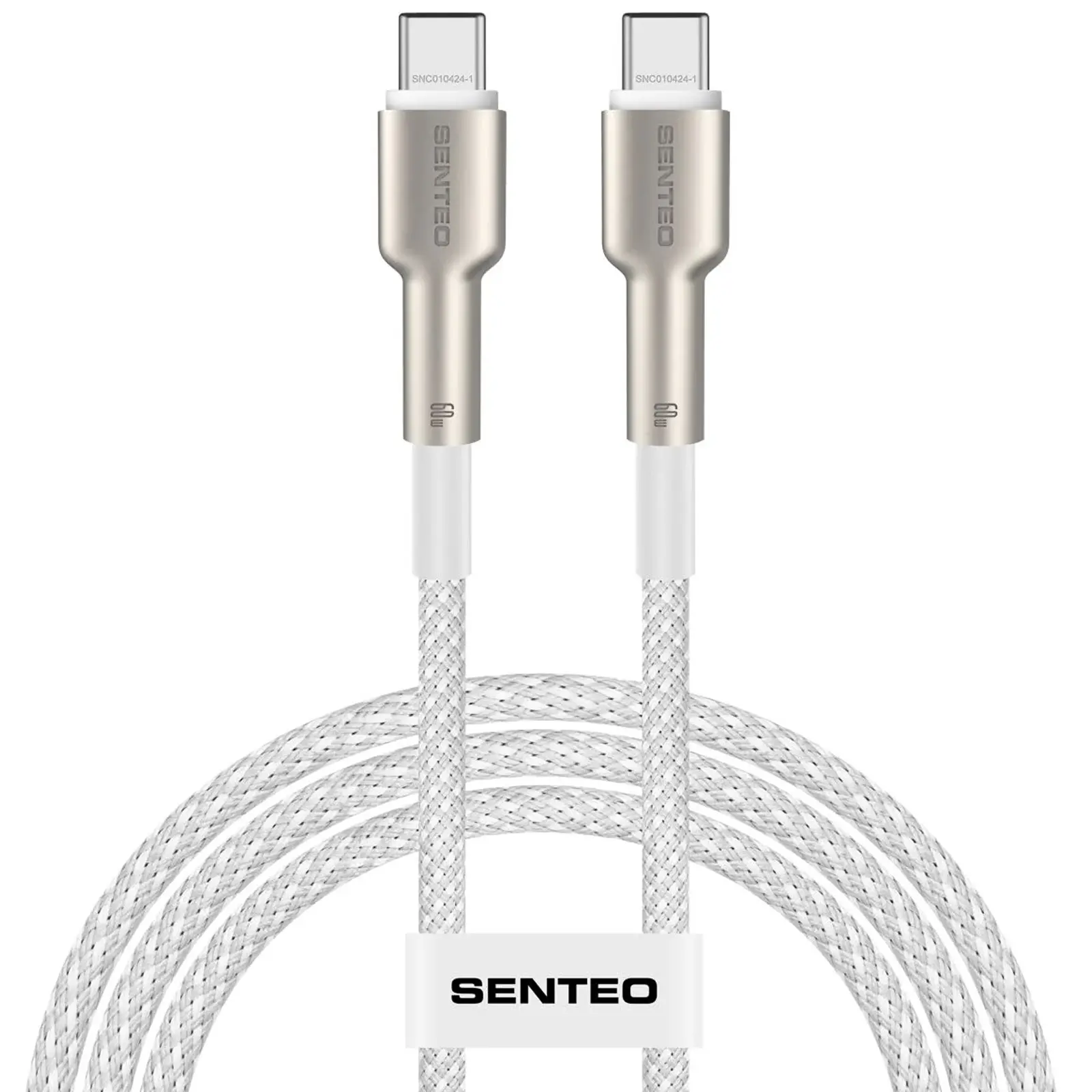 Data kabel Senteo SM-03 Iron Series braided USB-C to USB-C 60W (1m), White