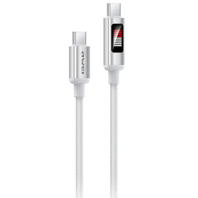 Data kabel Awei CL-172 Type-C to Type-C 60W (1m), White