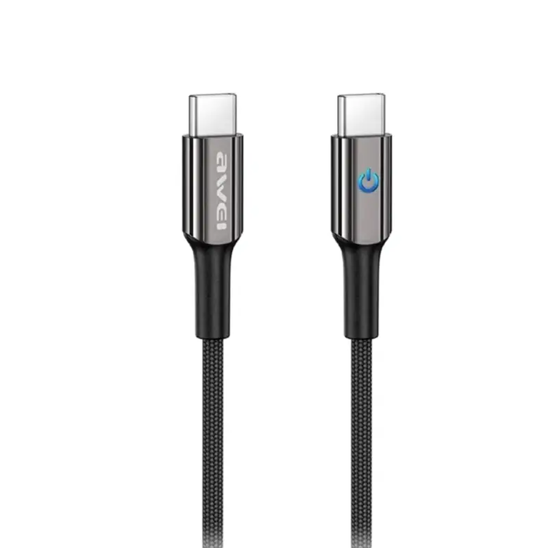 Data kabel Awei CL-9 Power-Off Type-C to Type-C 100W (1m), Black