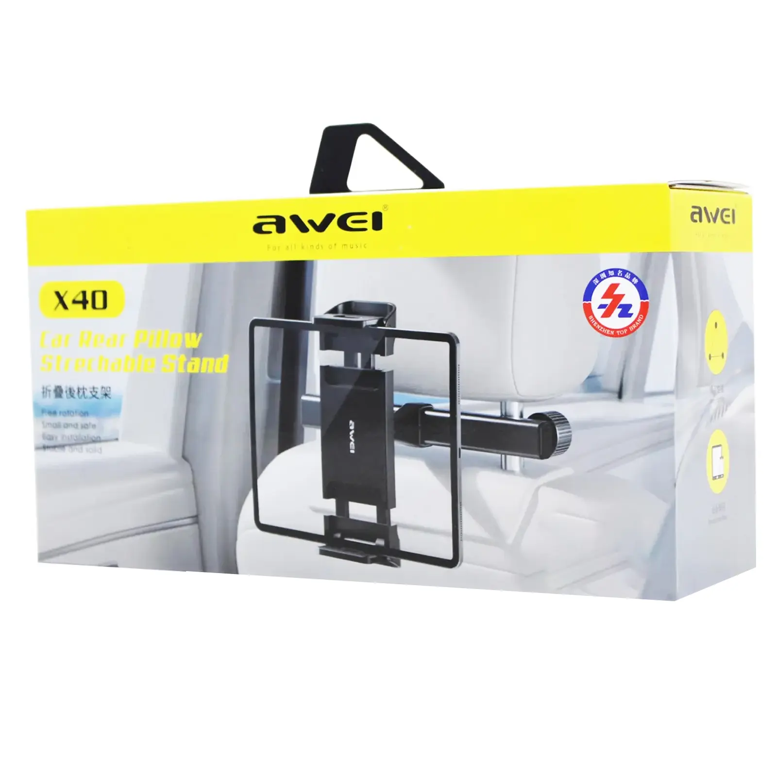 Uchwyt samochodowy Awei X40 na zagłówek, Black 3