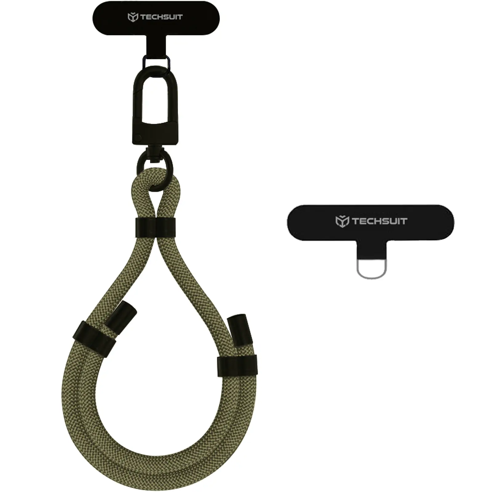 Rope wrist strap Techsuit (RWS1) with Carabiner Universal, Pine Forest