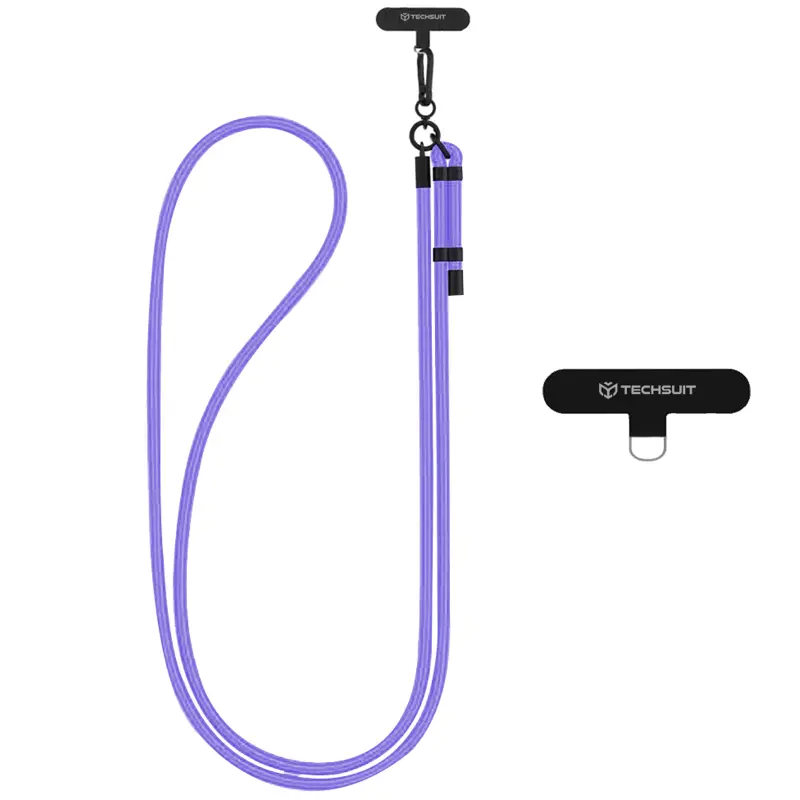Rope crossbody strap Techsuit (RCS1) with Carabiner Universal, Moonlit Lilac