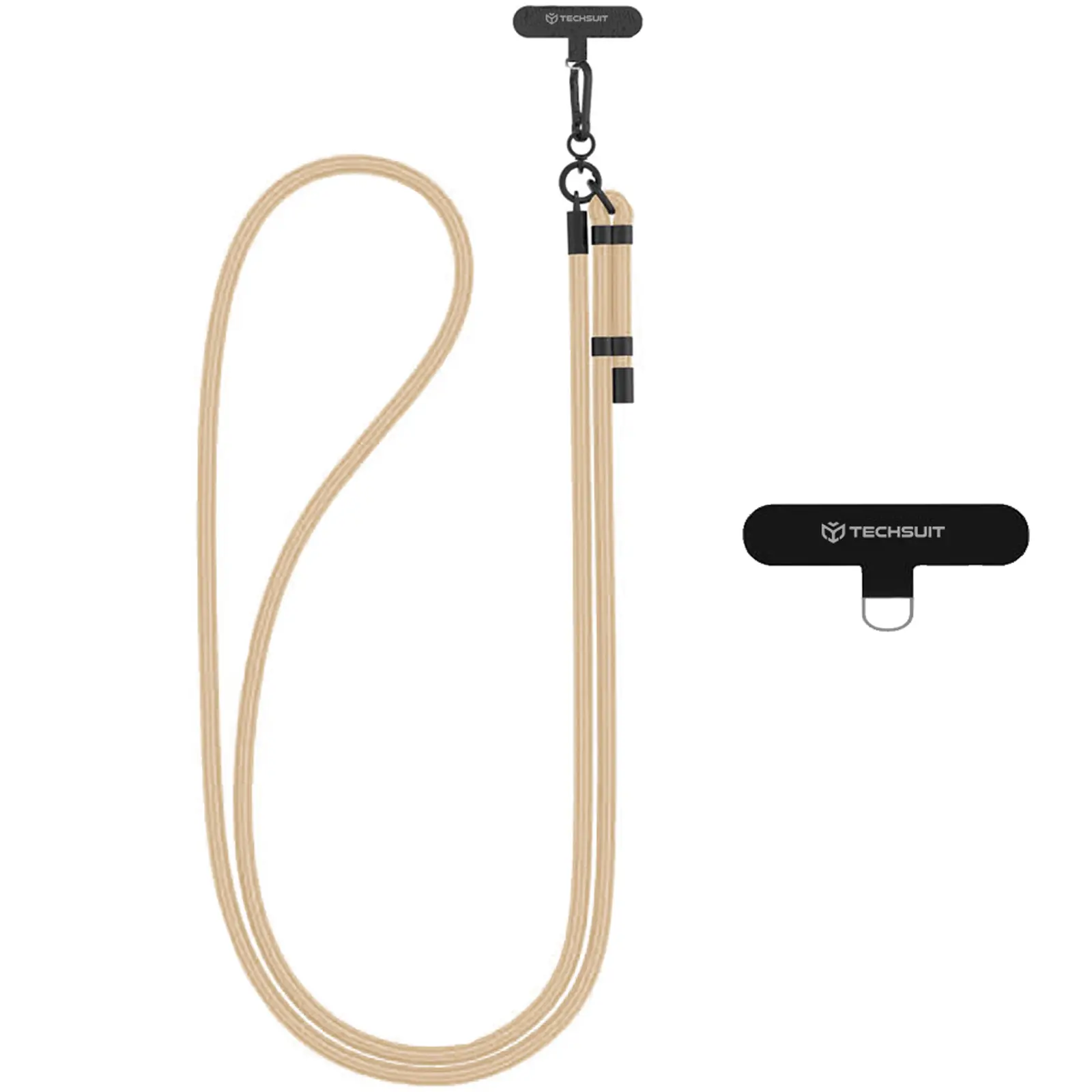 Rope crossbody strap Techsuit (RCS1) with Carabiner Universal, Champagne Mist