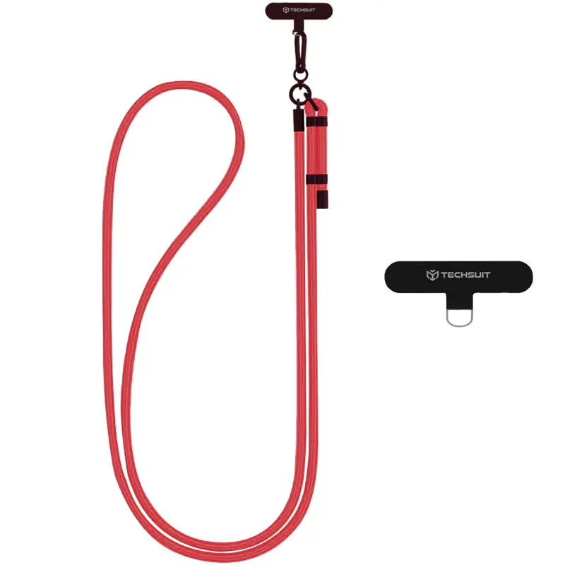 Rope crossbody strap Techsuit (RCS1) with Carabiner Universal, Red Velvet
