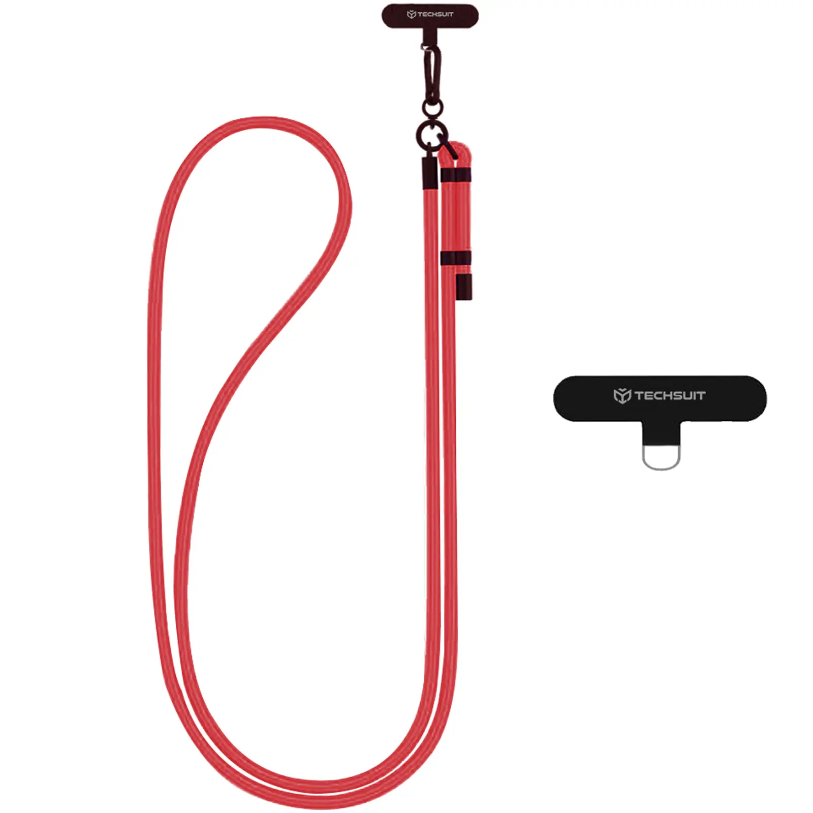 Rope crossbody strap Techsuit (RCS1) with Carabiner Universal, Red Velvet