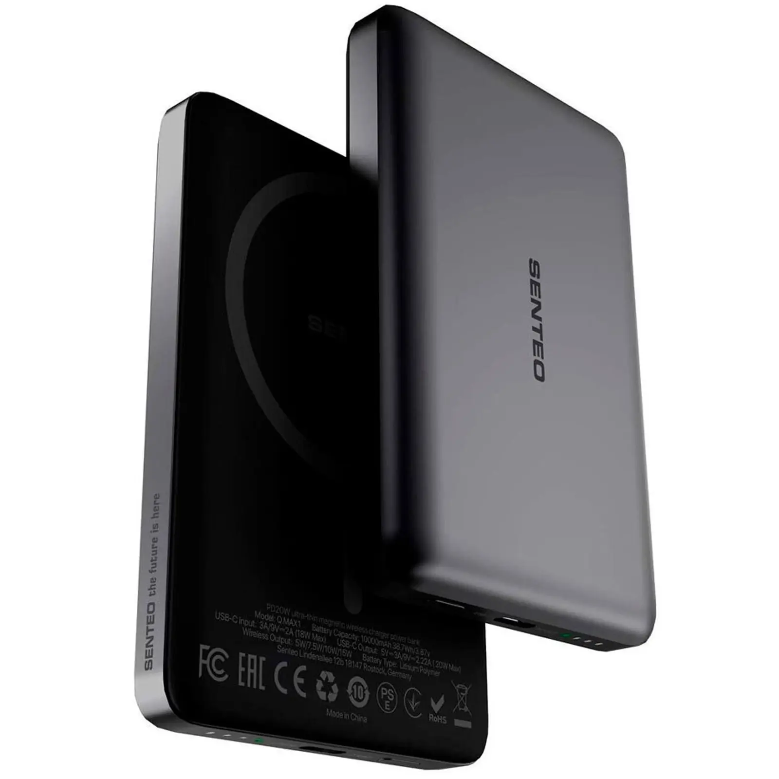 Charger Power Bank Senteo Q.MAX1 20W с ładowarka bezprzewodowa 10000 mAh, Silver