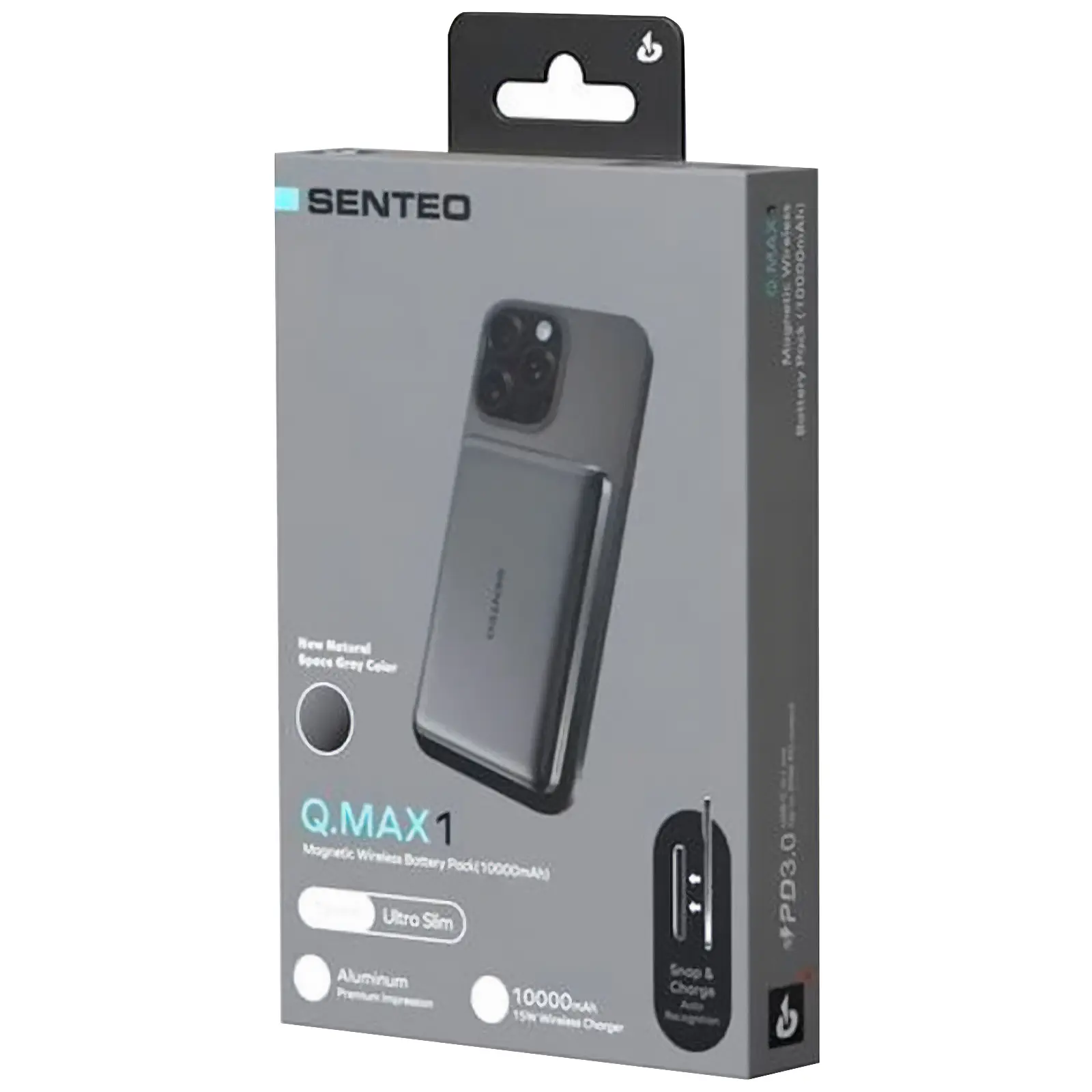 Charger Power Bank Senteo Q.MAX1 20W с ładowarka bezprzewodowa 10000 mAh, Silver 1
