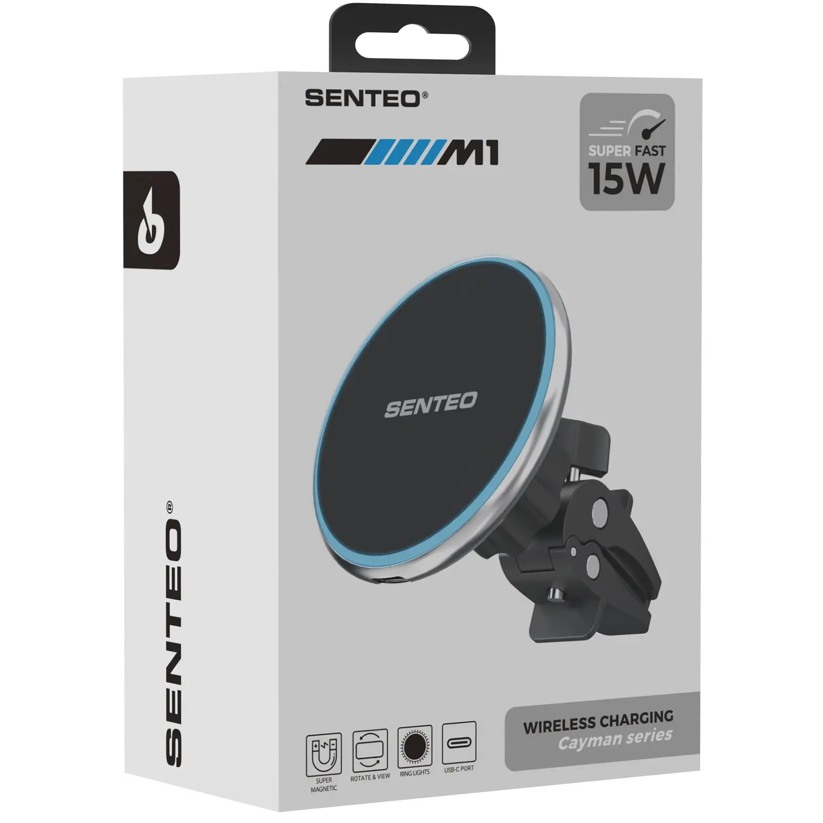 Uchwyt samochodowy с ładowarka bezprzewodowa Senteo M1 magnetic wireless 15W, Black 1