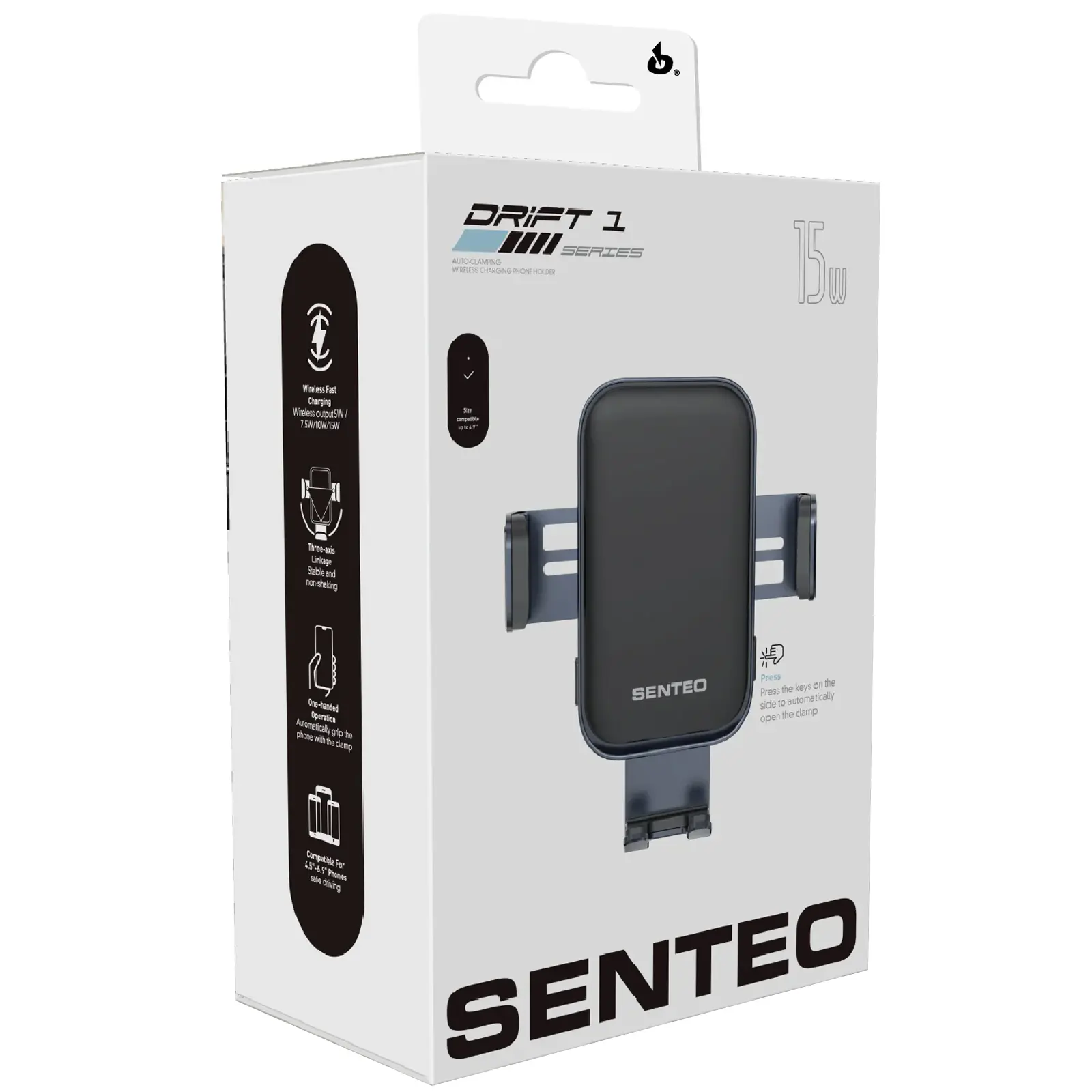 Uchwyt samochodowy с ładowarka bezprzewodowa Senteo SH-01 Drift 1 Wireless Airvent mount 15W, Black 2