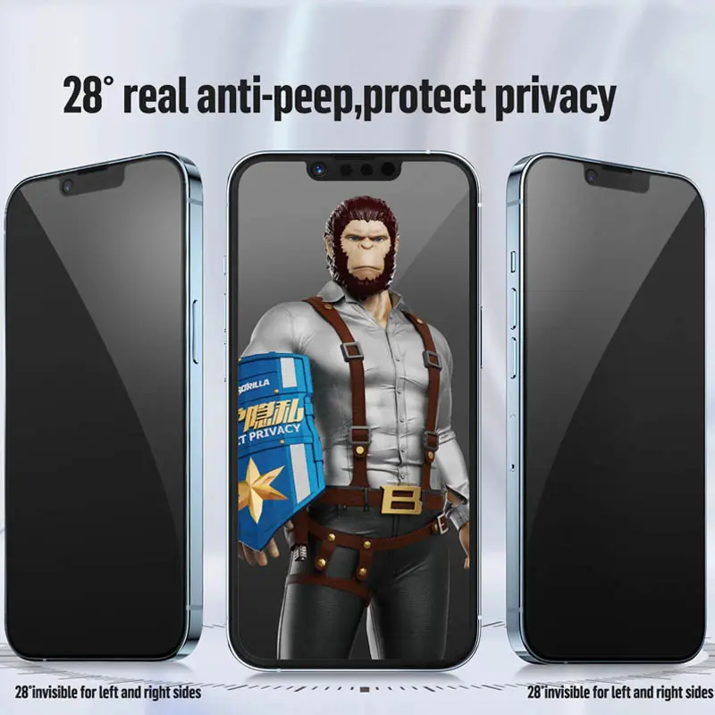 Ochronne 2.5D szkło Blueo Full Cover Anti-Peep do Apple iPhone 15 / 16 (6.1"), Czarny 1, Szkło hartowane