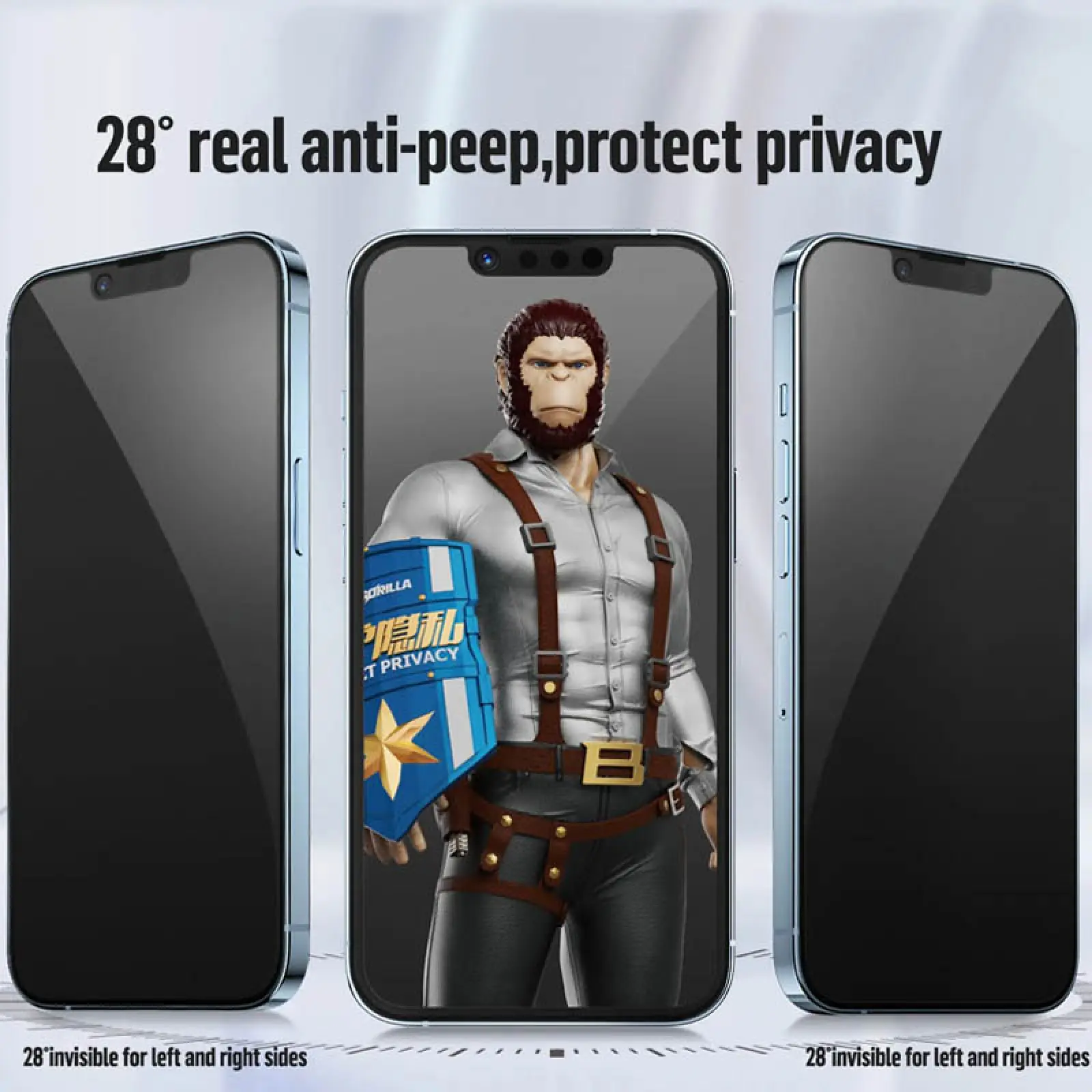 Ochronne 2.5D szkło Blueo Full Cover Anti-Peep do Apple iPhone 15 / 16 (6.1"), Czarny 1, Szkło hartowane