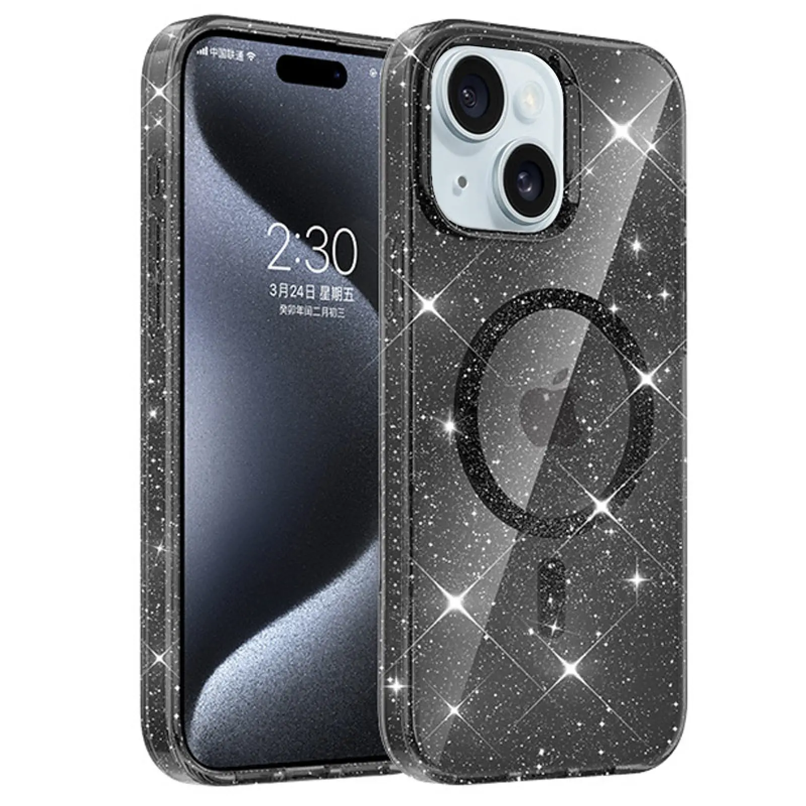 Etui TPU Eclipse Sparkle (MagFit) do Apple iPhone 15 (6.1"), Black, TPU