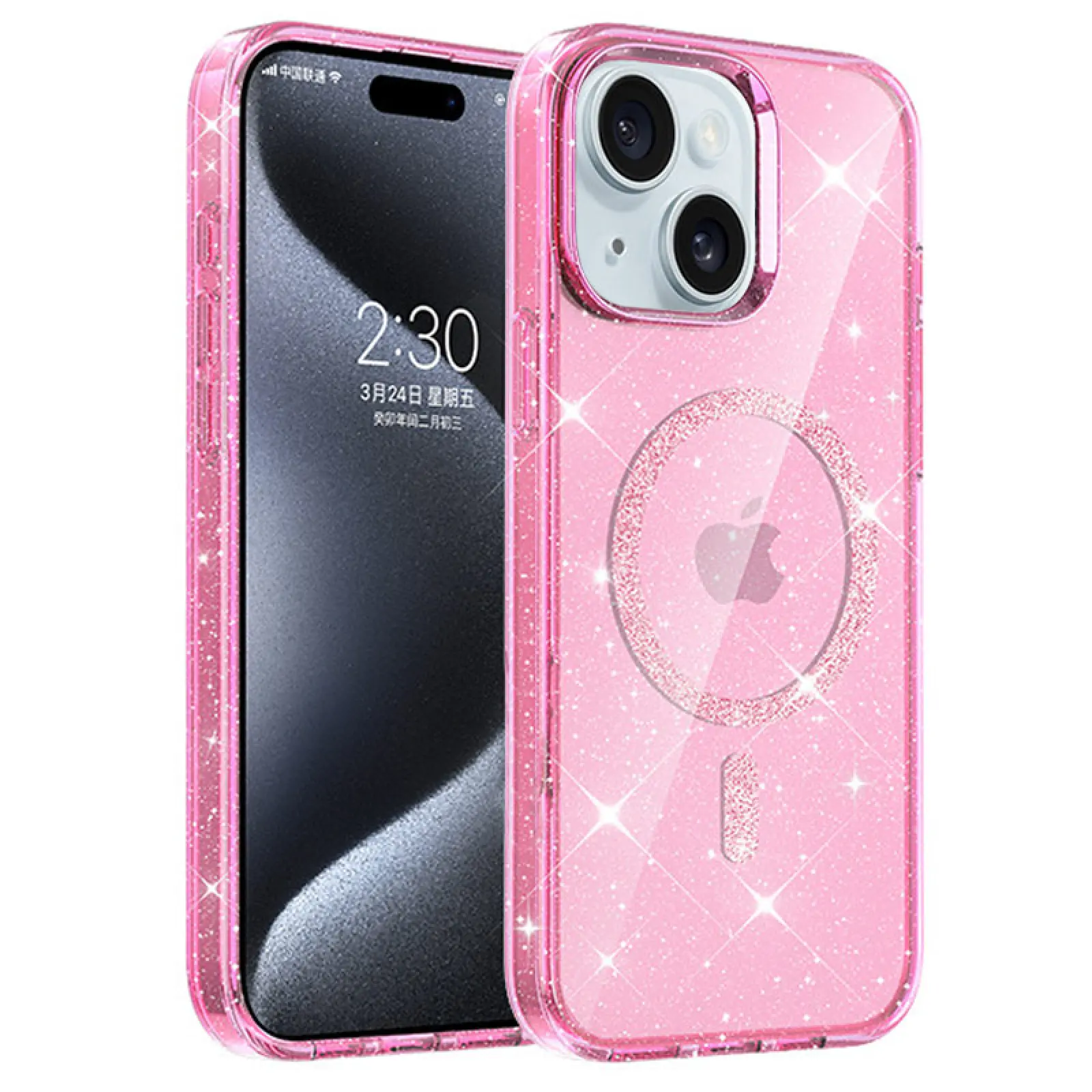 Etui TPU Eclipse Sparkle (MagFit) do Apple iPhone 15 (6.1"), Pink, TPU