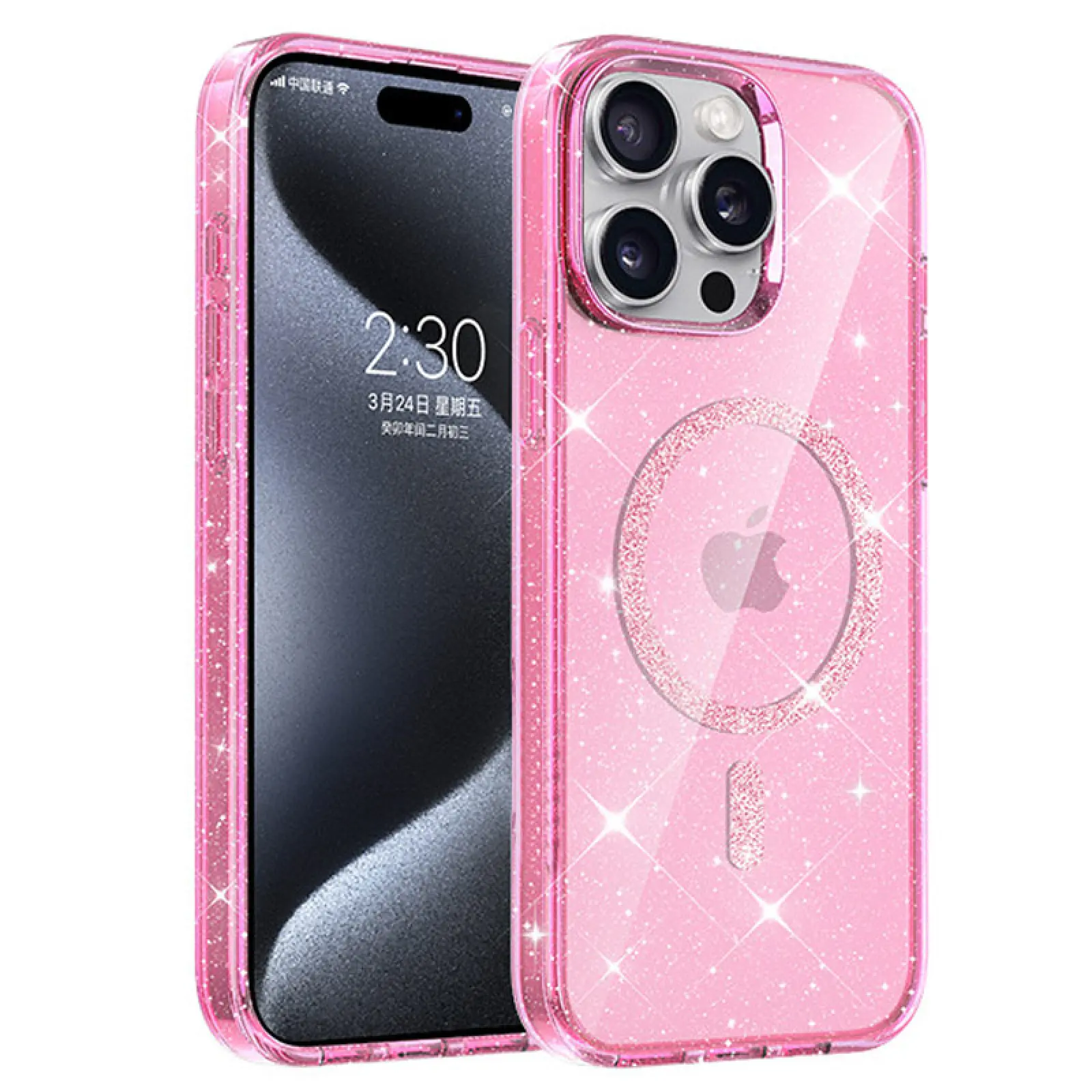 Чохол TPU Eclipse Sparkle (MagFit) для Apple iPhone 15 Pro Max (6.7"), Pink, TPU
