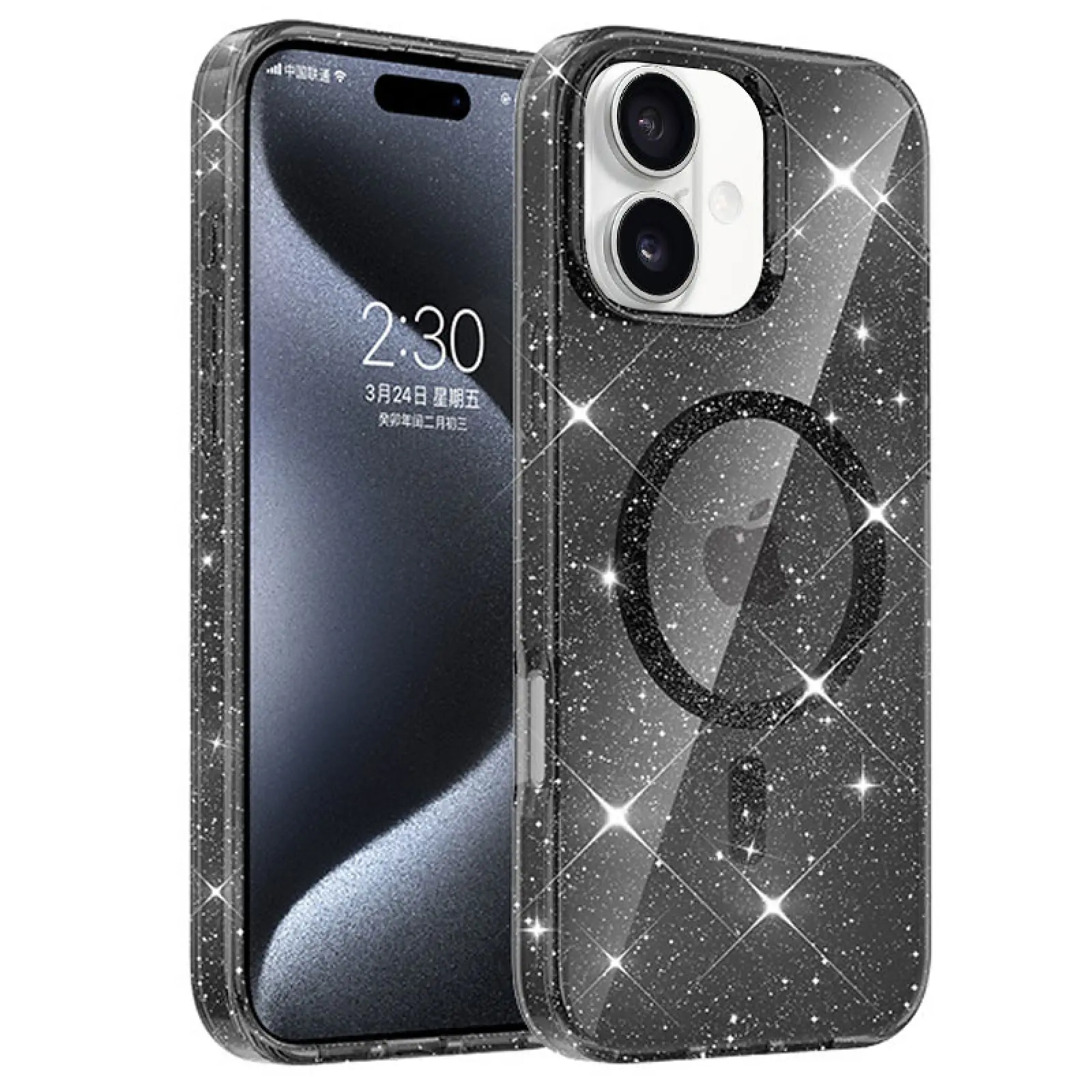 Etui TPU Eclipse Sparkle (MagFit) do Apple iPhone 16 (6.1"), Black, TPU