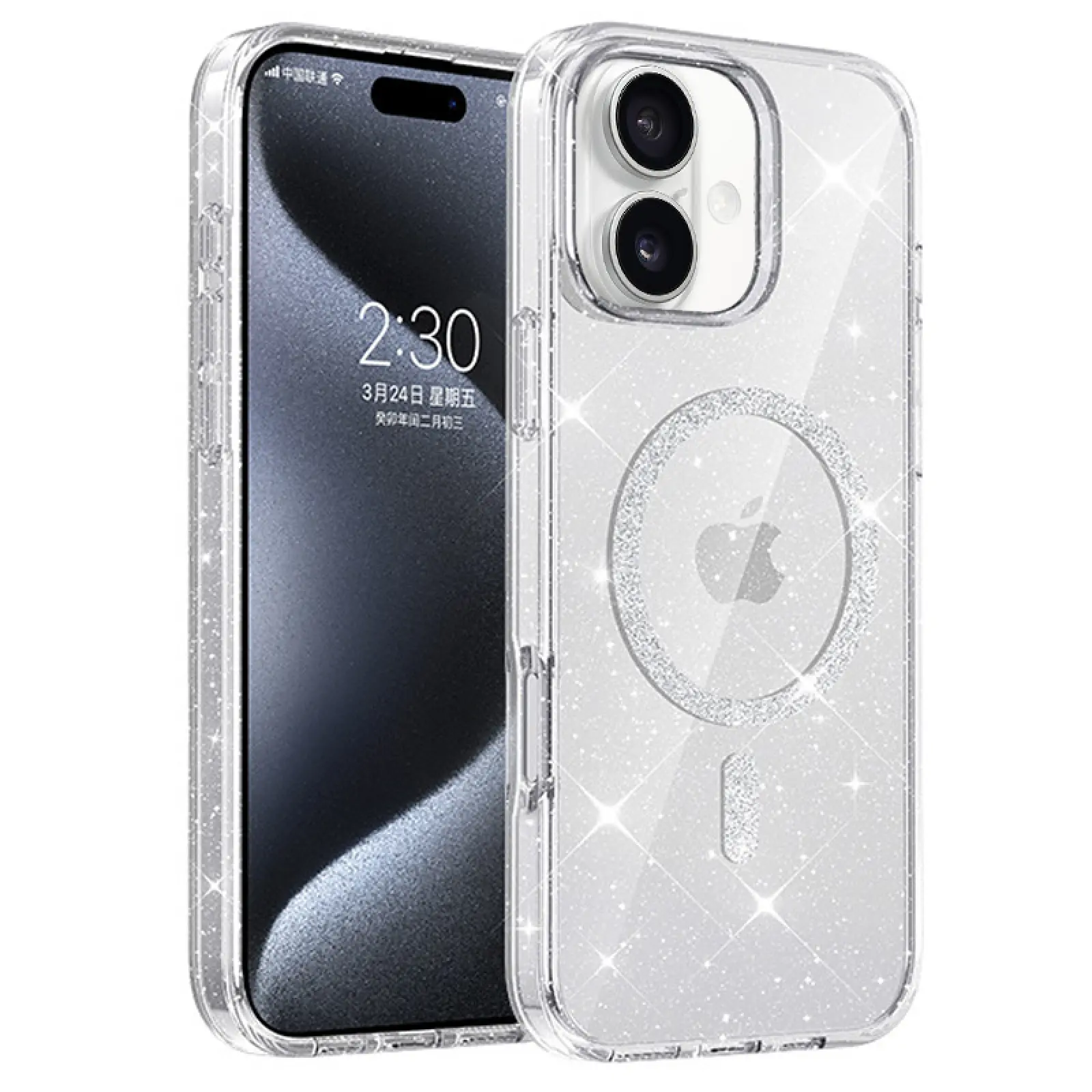 Etui TPU Eclipse Sparkle (MagFit) do Apple iPhone 16 (6.1"), Clear, TPU