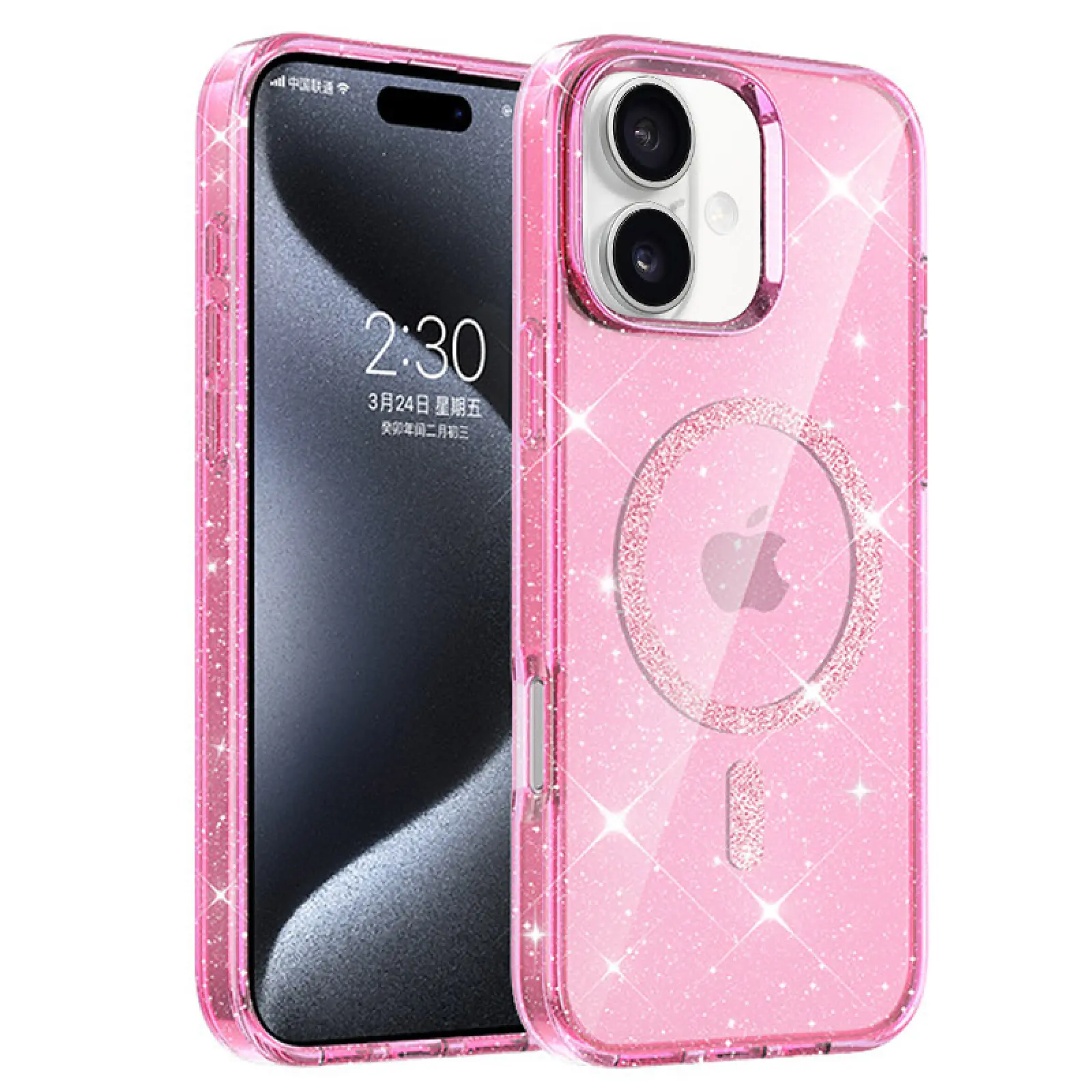 Etui TPU Eclipse Sparkle (MagFit) do Apple iPhone 16 (6.1"), Pink, TPU