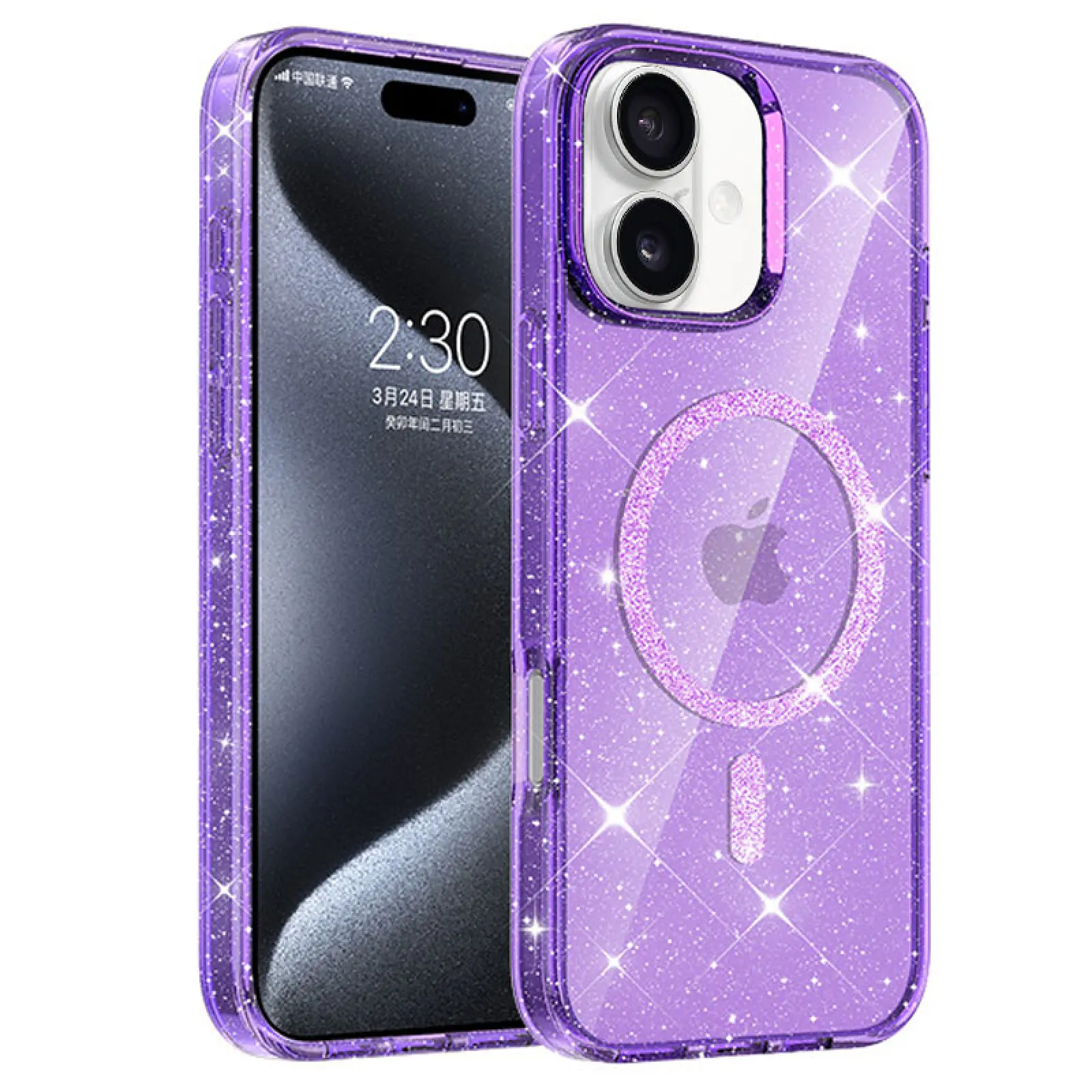 Etui TPU Eclipse Sparkle (MagFit) do Apple iPhone 16 (6.1"), Purple, TPU