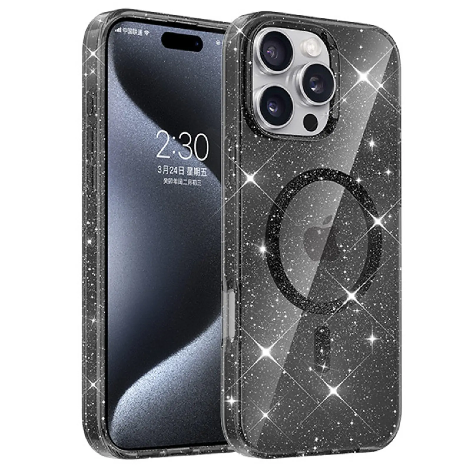 Etui TPU Eclipse Sparkle (MagFit) do Apple iPhone 16 Pro (6.3"), Black, TPU