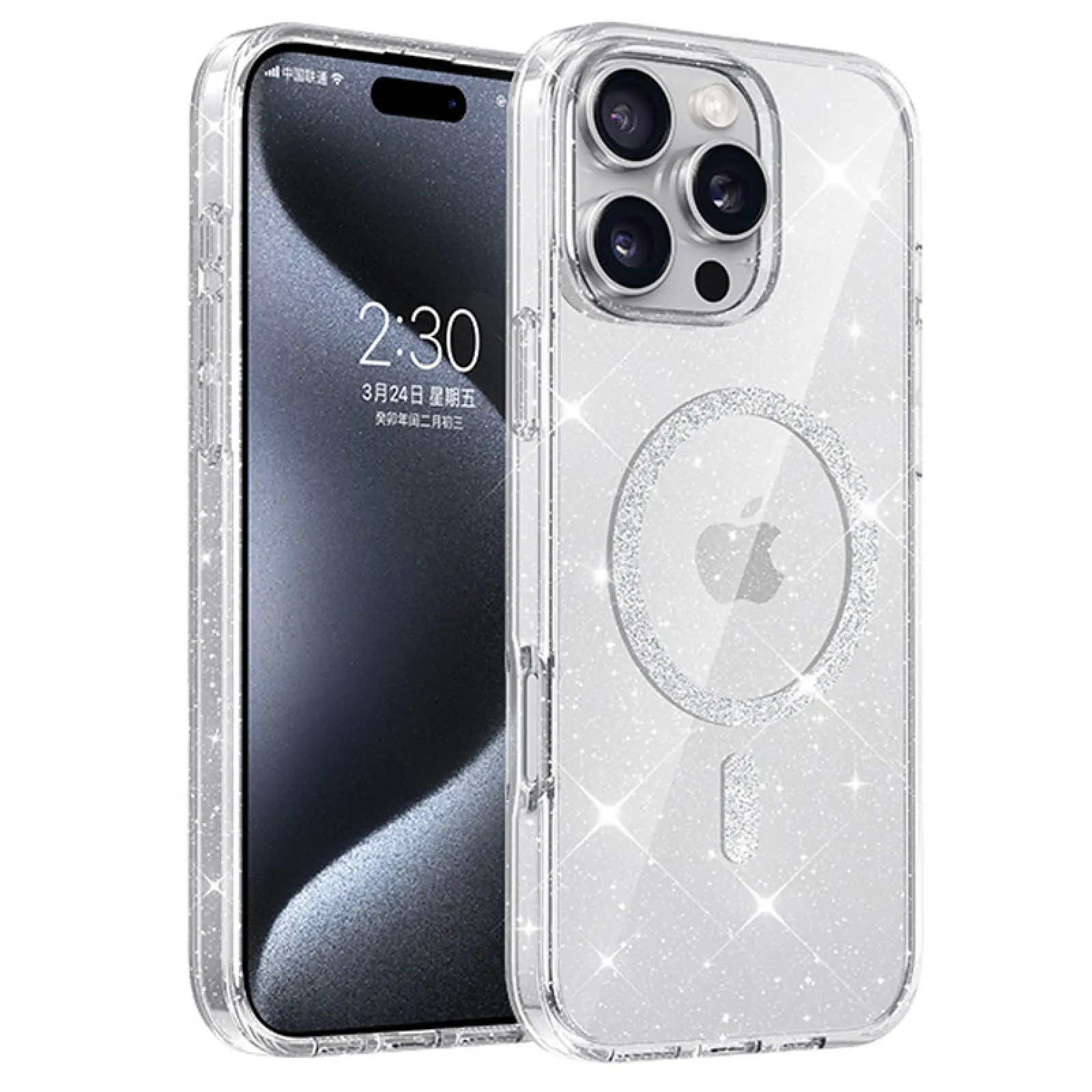 Etui TPU Eclipse Sparkle (MagFit) do Apple iPhone 16 Pro (6.3"), Clear, TPU
