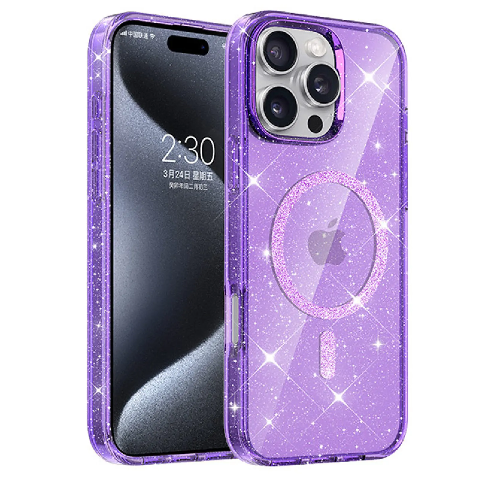Etui TPU Eclipse Sparkle (MagFit) do Apple iPhone 16 Pro (6.3"), Purple, TPU