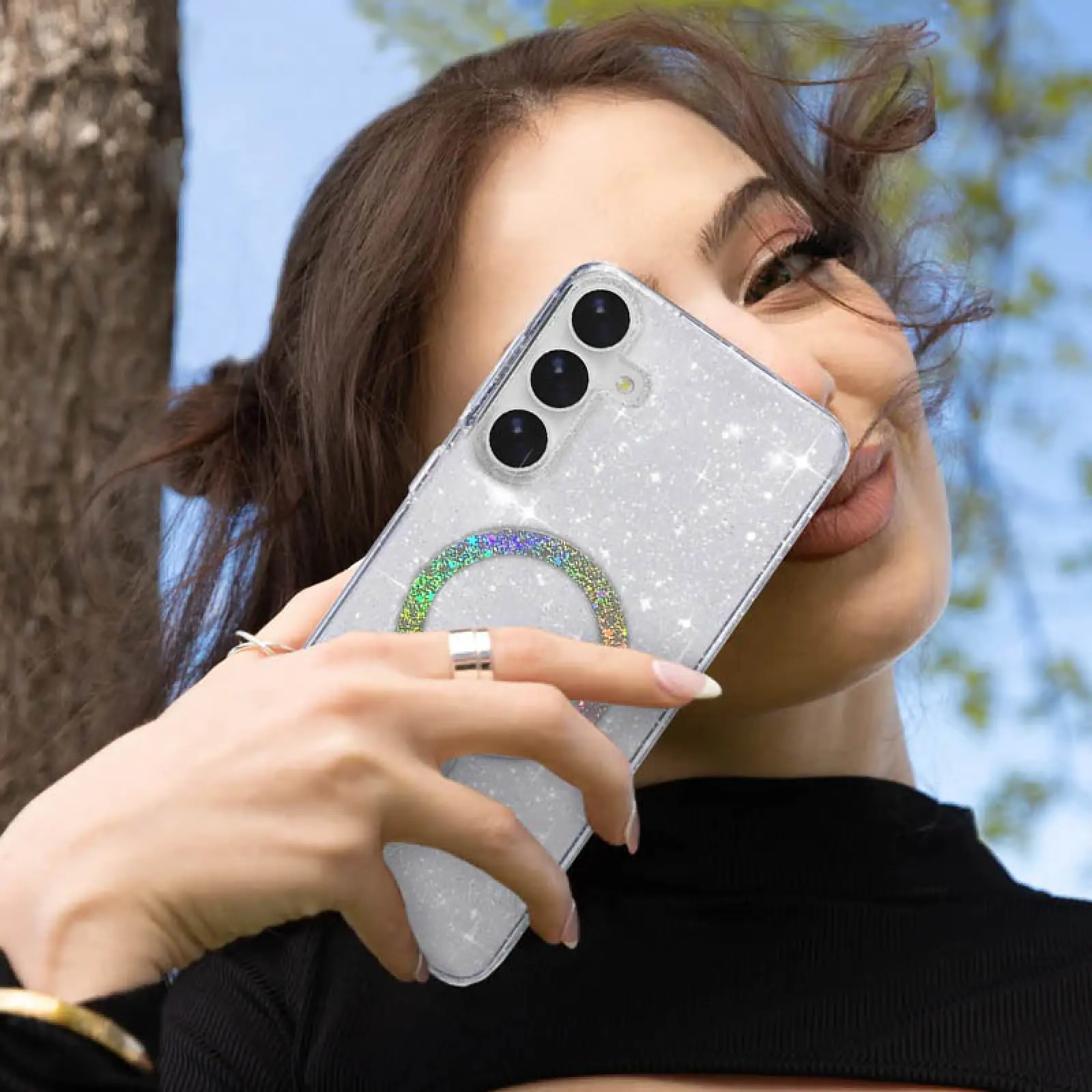 Case TPU Eclipse Sparkle (MagFit) for Samsung Galaxy S25+ / S24+, Clear 1, TPU