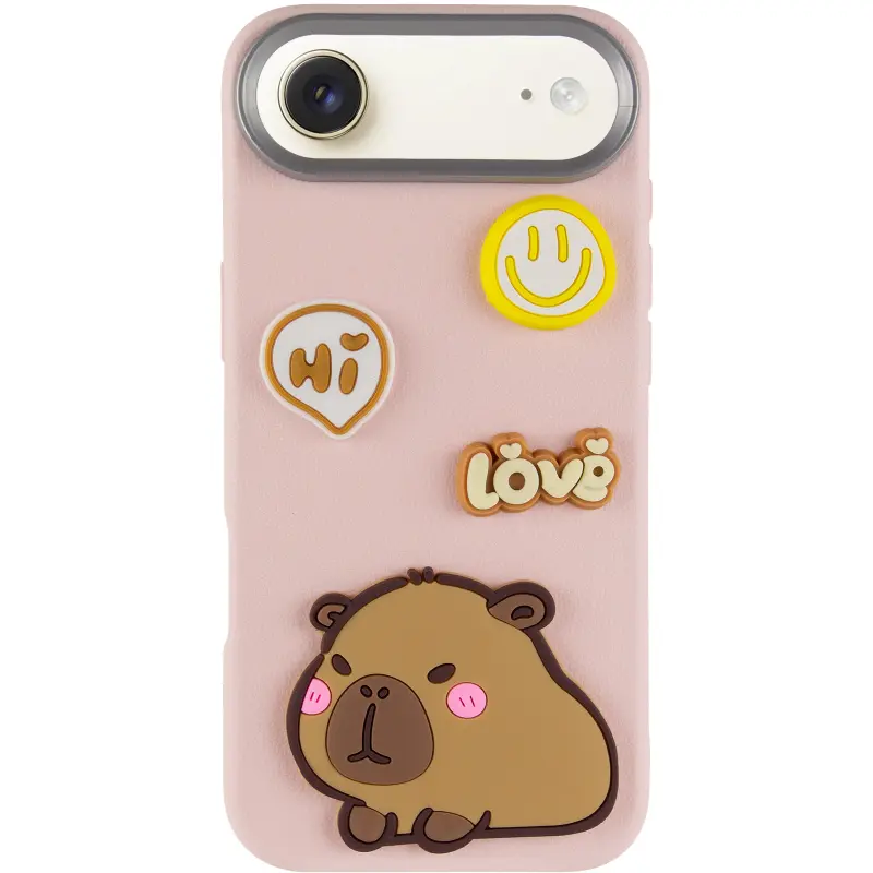 Чехол TPU Leather Toys для Apple iPhone 17 Air (6.5"), Capybara / Pink 1, Искусственная кожа