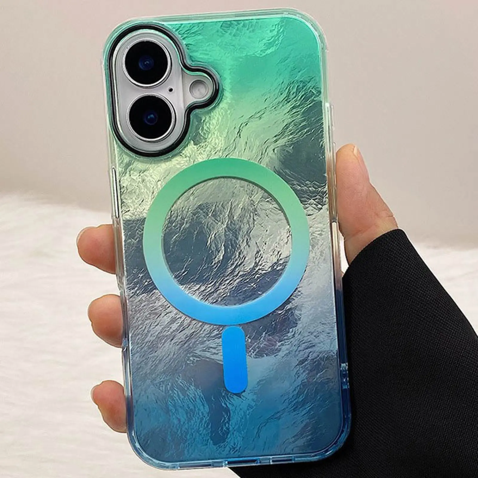 Etui TPU Shiny Mountain Magnetic Fit do Apple iPhone 16 (6.1"), Green / Blue 1, TPU