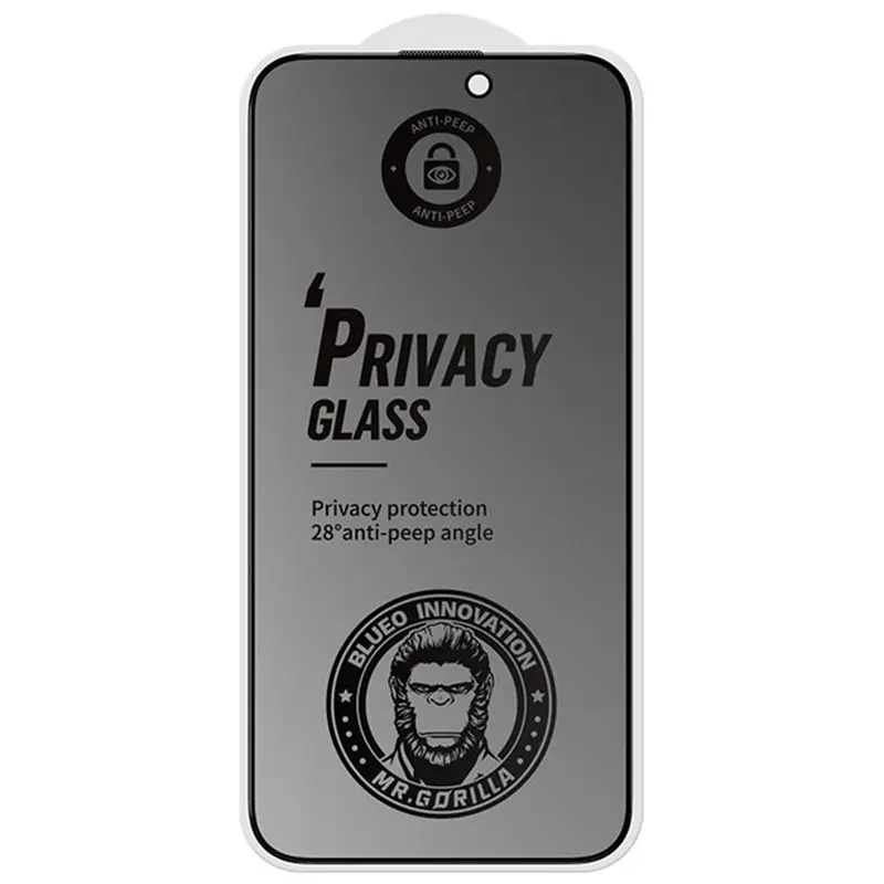 Ochronne 2.5D szkło Blueo Full Cover Anti-Peep Matte do Apple iPhone 14 Pro (6.1"), Czarny 1, Szkło hartowane