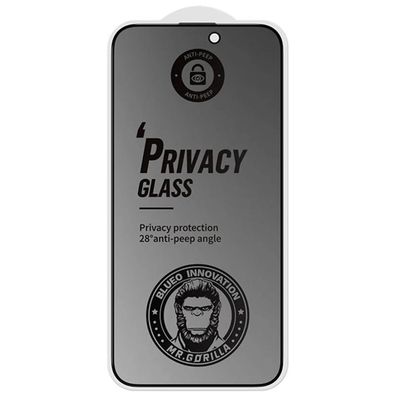 Ochronne 2.5D szkło Blueo Full Cover Anti-Peep Matte do Apple iPhone 15 Pro (6.1"), Czarny 1, Szkło hartowane