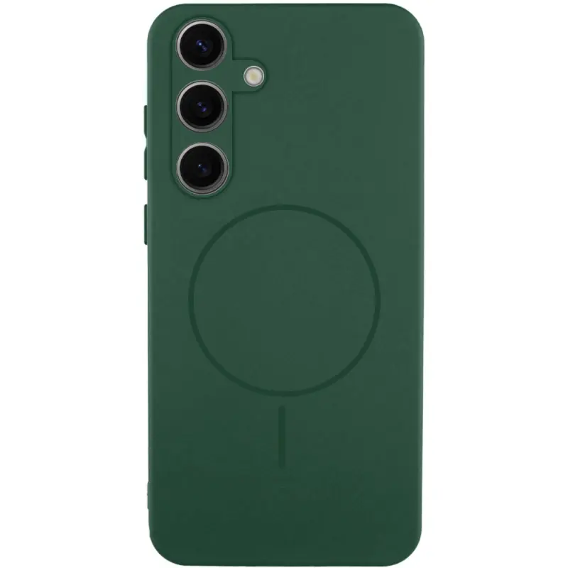 Чохол Silicone Cover (AA) with MagFit для Samsung Galaxy S24 FE, Зелений / Dark green, Силікон