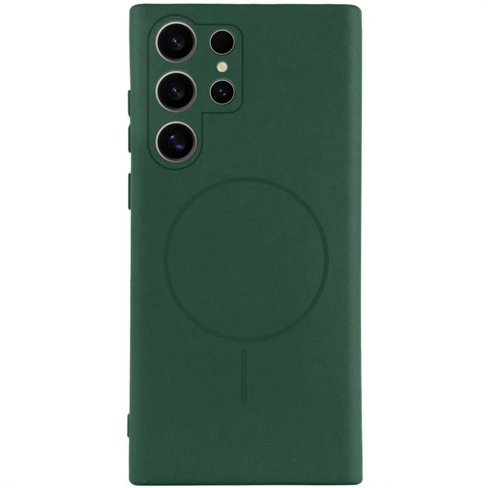 Silicone Cover with MagFit do Samsung Galaxy S25 Ultra, Zielony / Dark green, Silikon