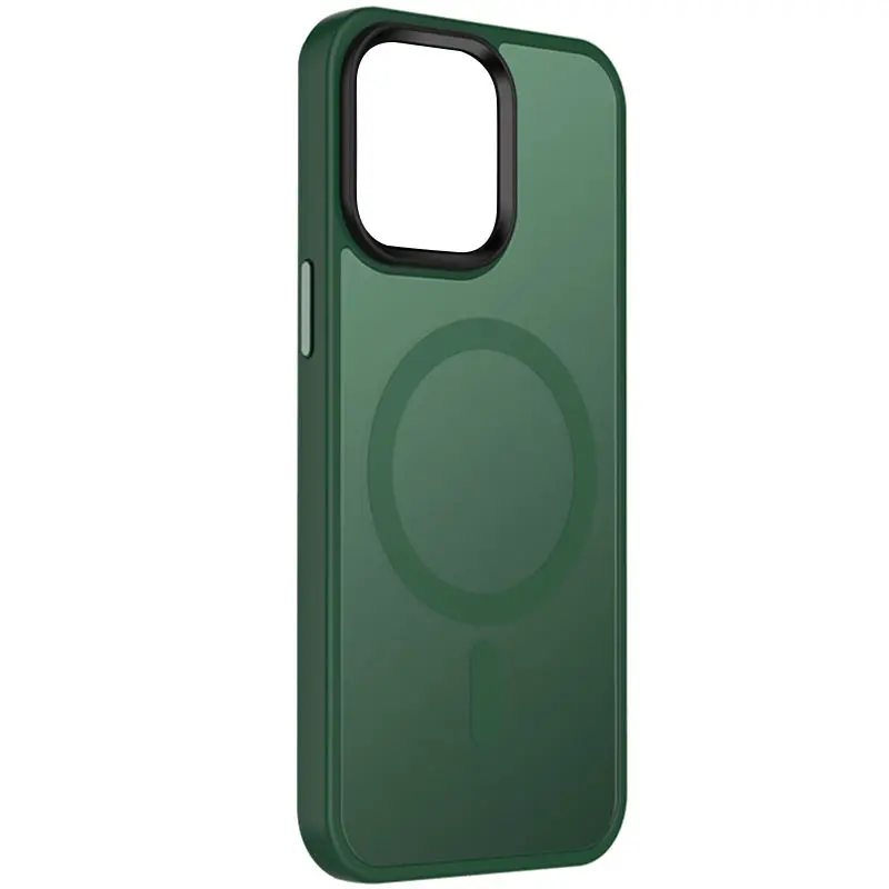 Чохол Colorful Metal Buttons MagSafe для Apple iPhone 15 (6.1"), Dark Green, TPU+PC
