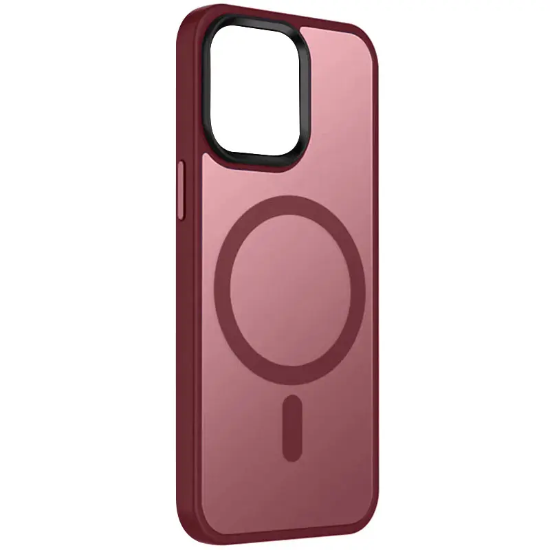 Чохол Colorful Metal Buttons MagSafe для Apple iPhone 15 (6.1"), Wine Red, TPU+PC