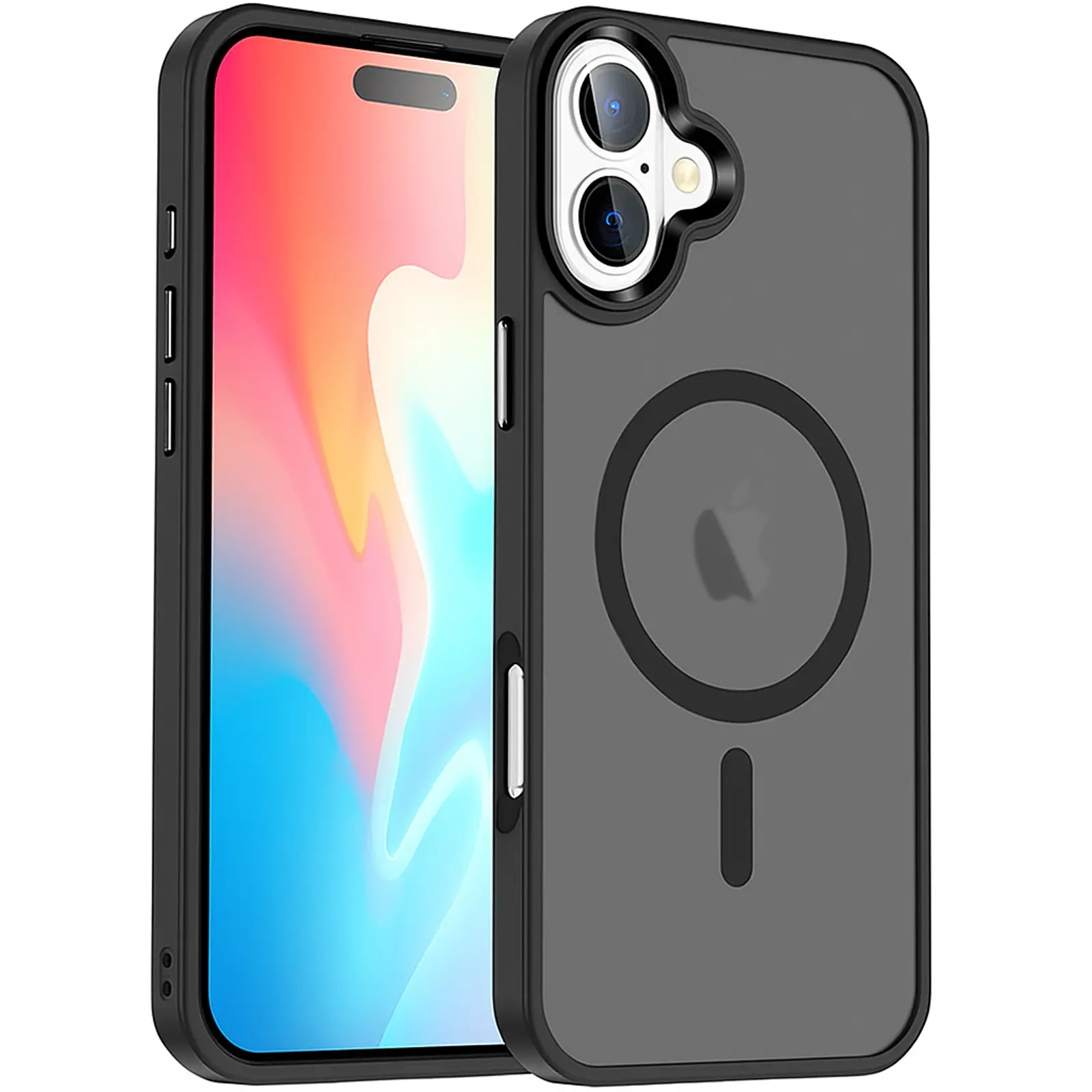 Etui Colorful Metal Buttons MagSafe do Apple iPhone 16 (6.1"), Black 1, TPU+PC