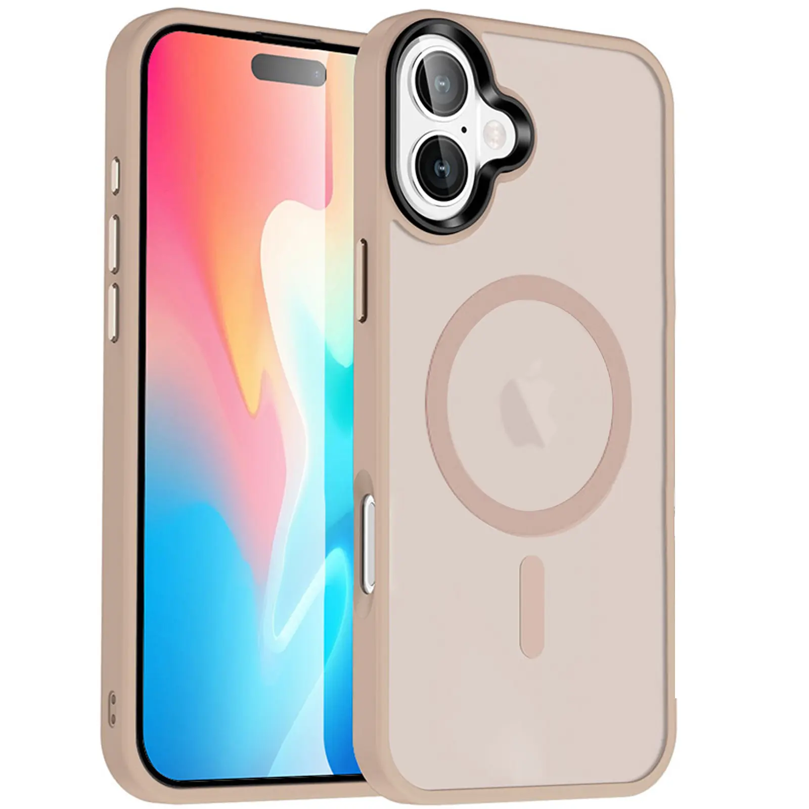 Etui Colorful Metal Buttons MagSafe do Apple iPhone 16 (6.1"), Gold, TPU+PC