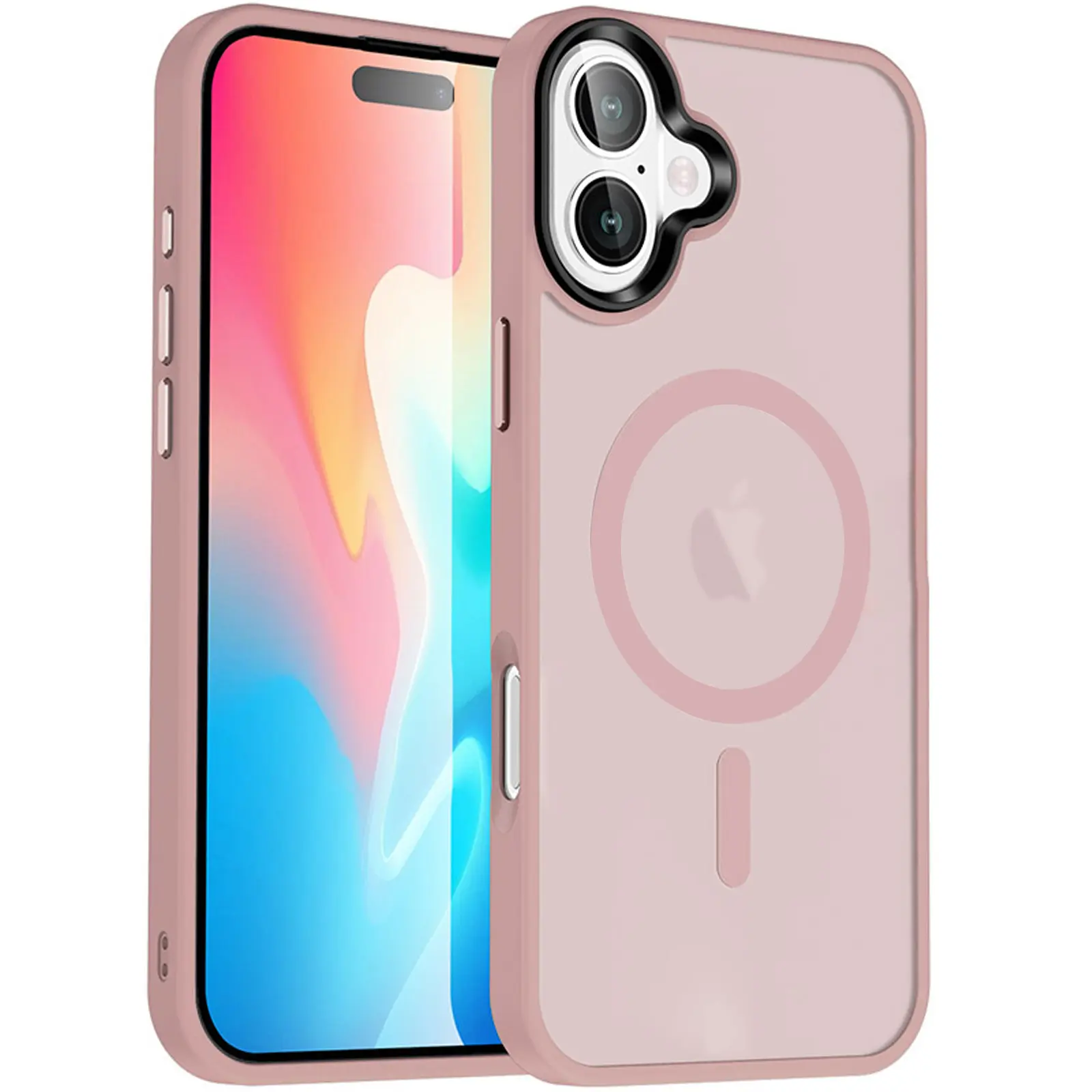 Etui Colorful Metal Buttons MagSafe do Apple iPhone 16 (6.1"), Pink, TPU+PC