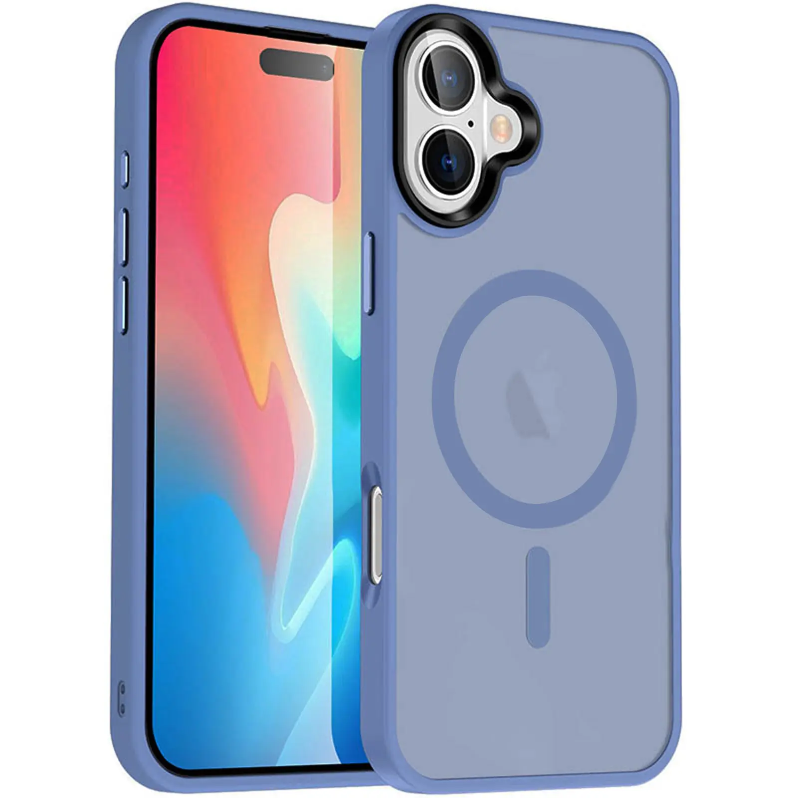 Etui Colorful Metal Buttons MagSafe do Apple iPhone 16 (6.1"), Sierra Blue, TPU+PC