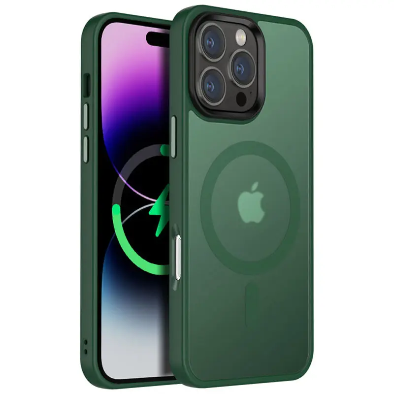 Чохол Colorful Metal Buttons MagSafe для Apple iPhone 16 Pro (6.3"), Dark Green, TPU+PC